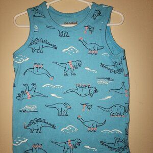 Toddler Cat & Jack Blue Multicolor Dinosaur Tank- Top Shirt- Size 3T